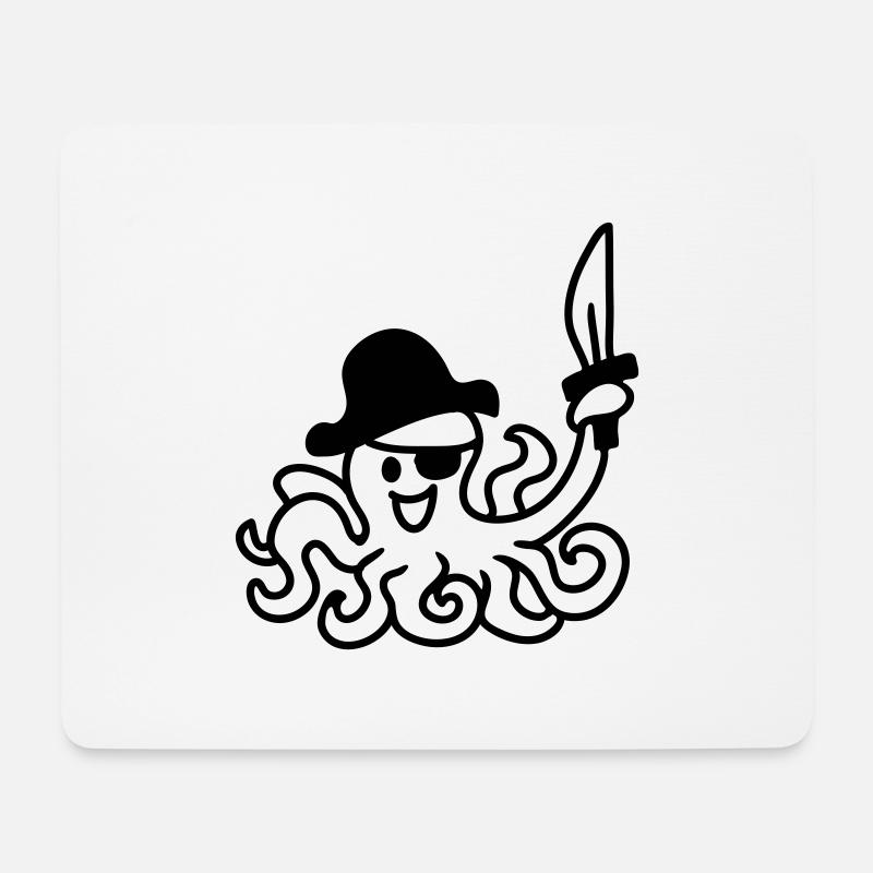 Pirat Oktopus - line - Mousepad (Querformat) - Weiß