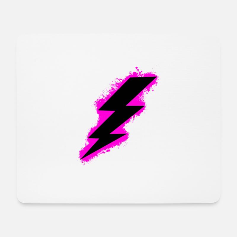 Bolt Flash Pink and Black Outline - Mouse Pad (horizontal) - white