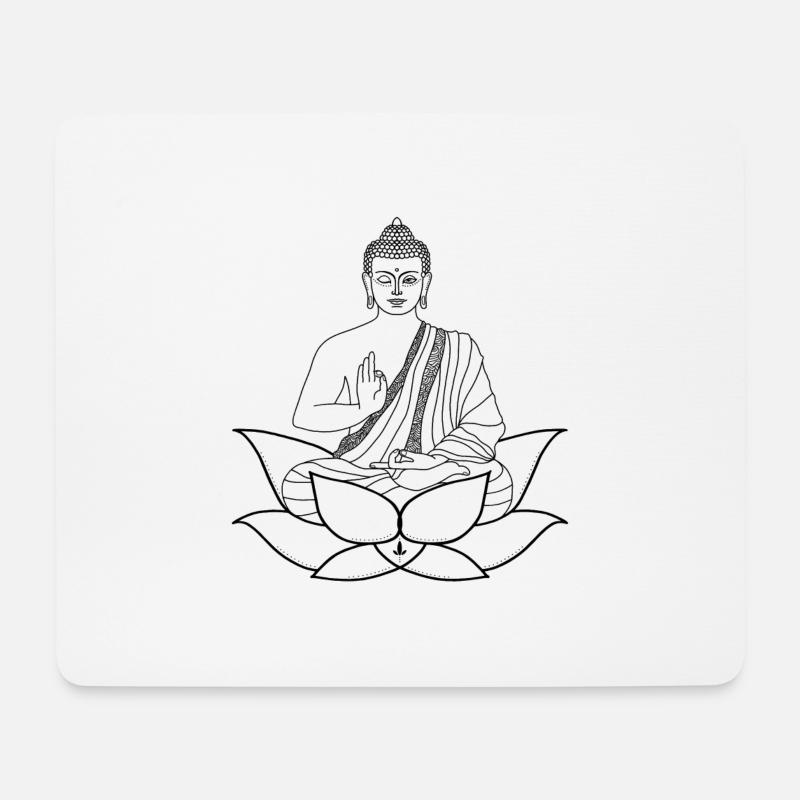Position du lotus Bouddha - Tapis de souris (format paysage) - blanc