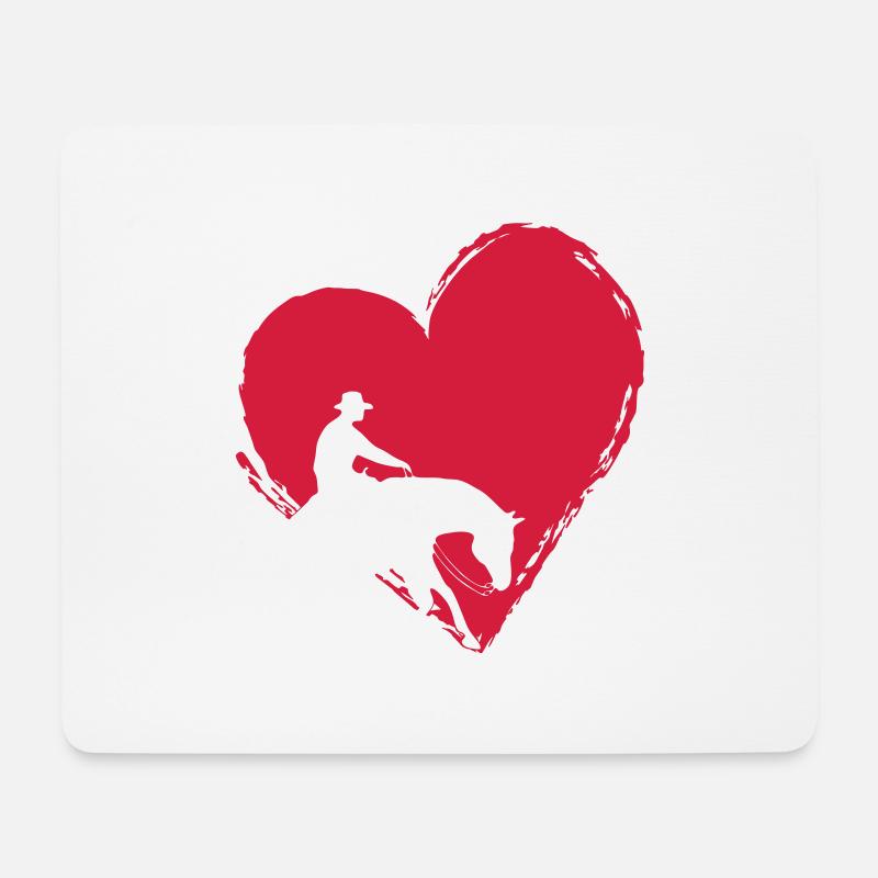 Westernreiter im Herz, Reining Motiv - Mousepad (Querformat) - Weiß