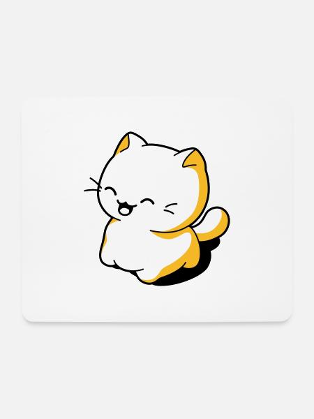 Funny kawaii cat - Mouse Pad (horizontal) - white