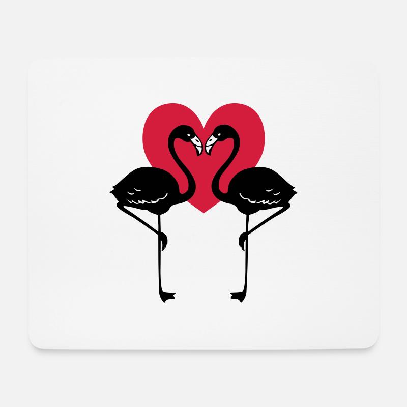 Herz + Flamingos = Love - Mousepad (Querformat) - Weiß