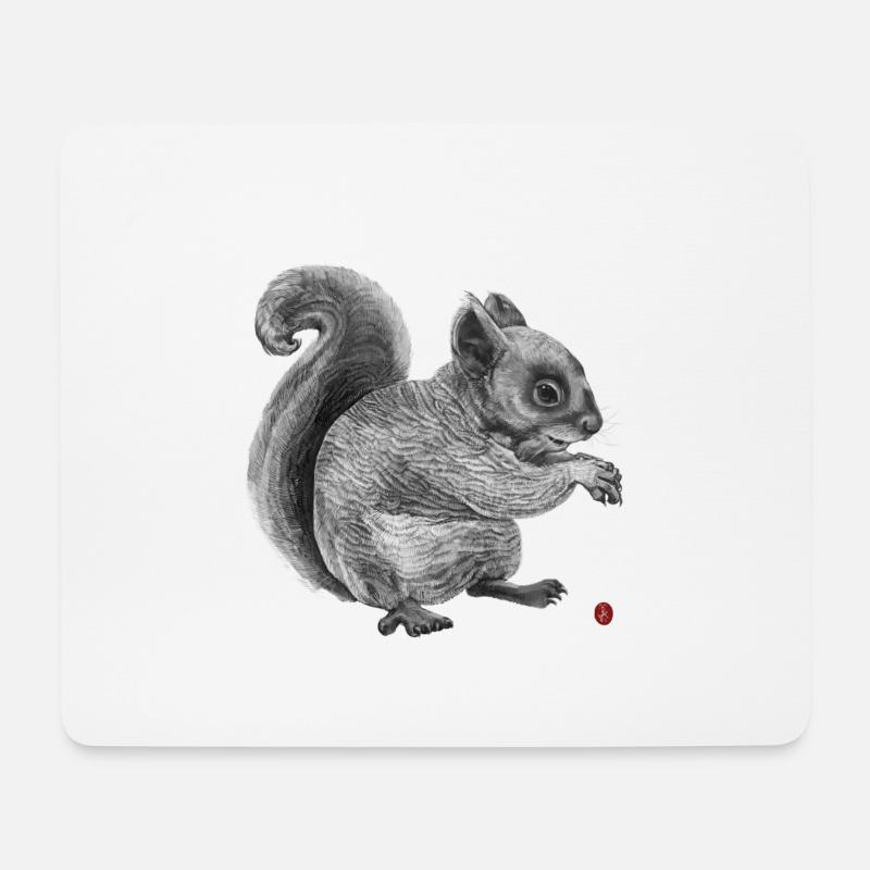 Écureuils - Tapis de souris (format paysage) - blanc