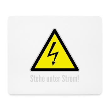 Vorsicht: Stehe unter Strom! - Mousepad (Querformat) - Weiß - Vorne