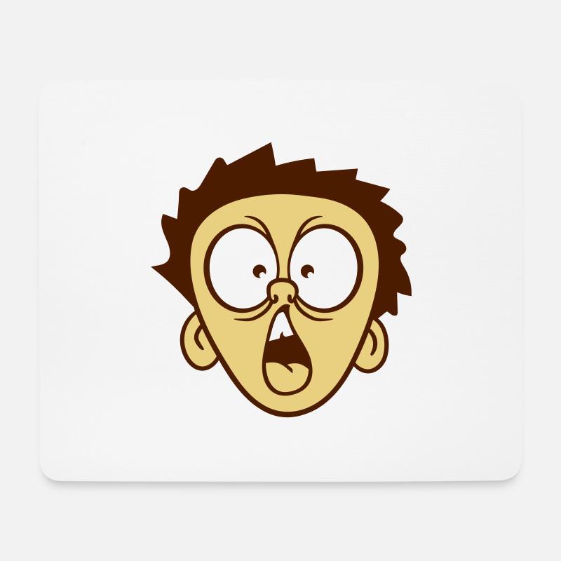kopf erschrocken aengstlich schock schreien junge - Mousepad (Querformat) - Weiß