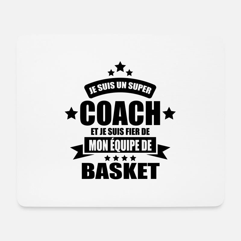 je suis un coach de basket fier de mon équipe - Tapis de souris (format paysage) - blanc