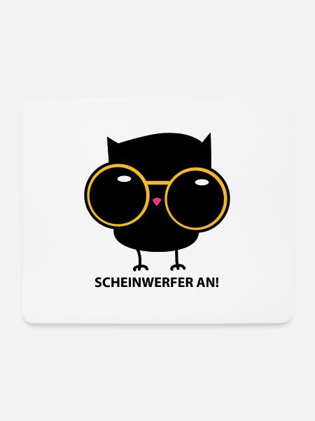 Eule mit Brille (b) - Mousepad (Querformat) - Weiß