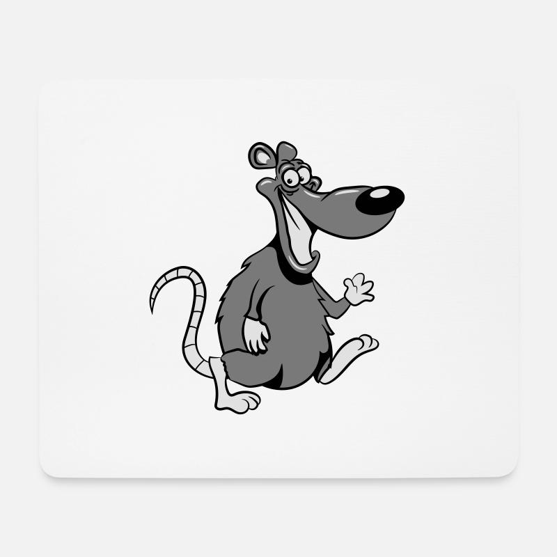 ratte süss hallo lieb - Mousepad (Querformat) - Weiß