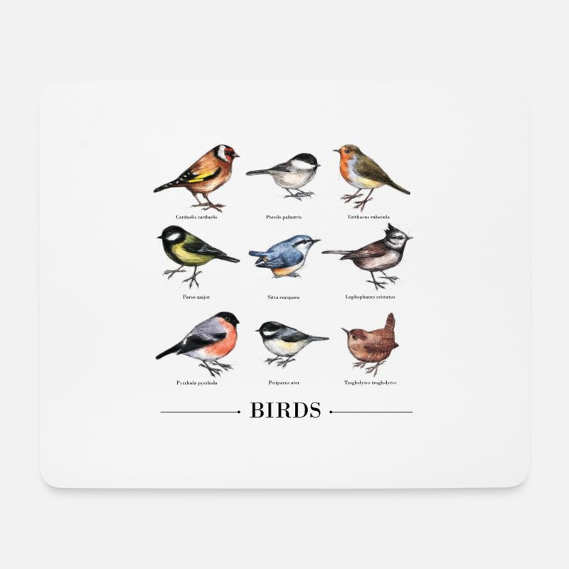Vintage Birds - Mousepad (Querformat) - Weiß