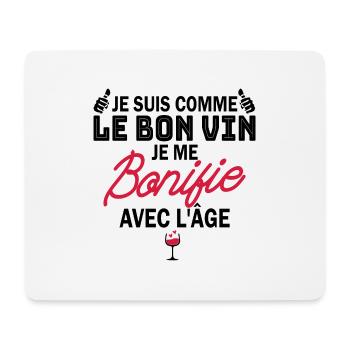 je suis comme le bon vin je me bonifie avec l'âge - Tapis de souris (format paysage) - blanc - Devant