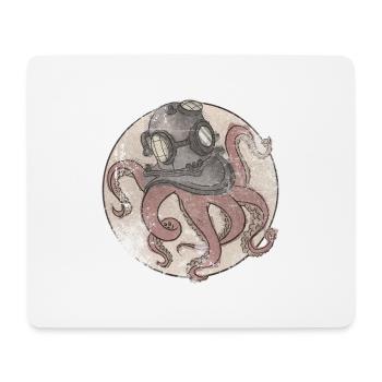 Oktopus in Taucherhelm - Mousepad (Querformat) - Weiß - Vorne