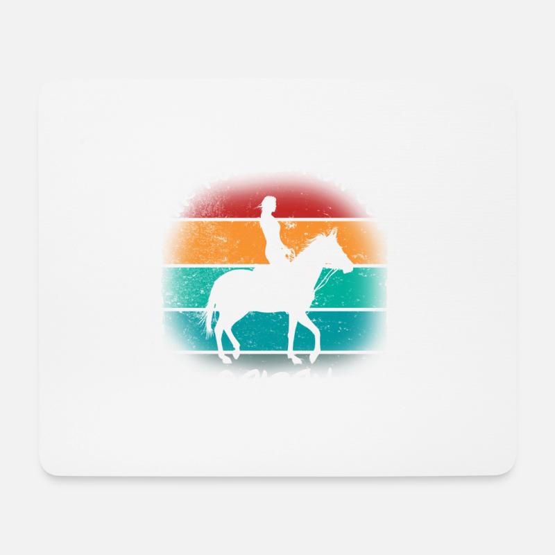 Pferd Reiten Pferdedesign Retro Geschenk Reiterin - Mousepad (Querformat) - Weiß