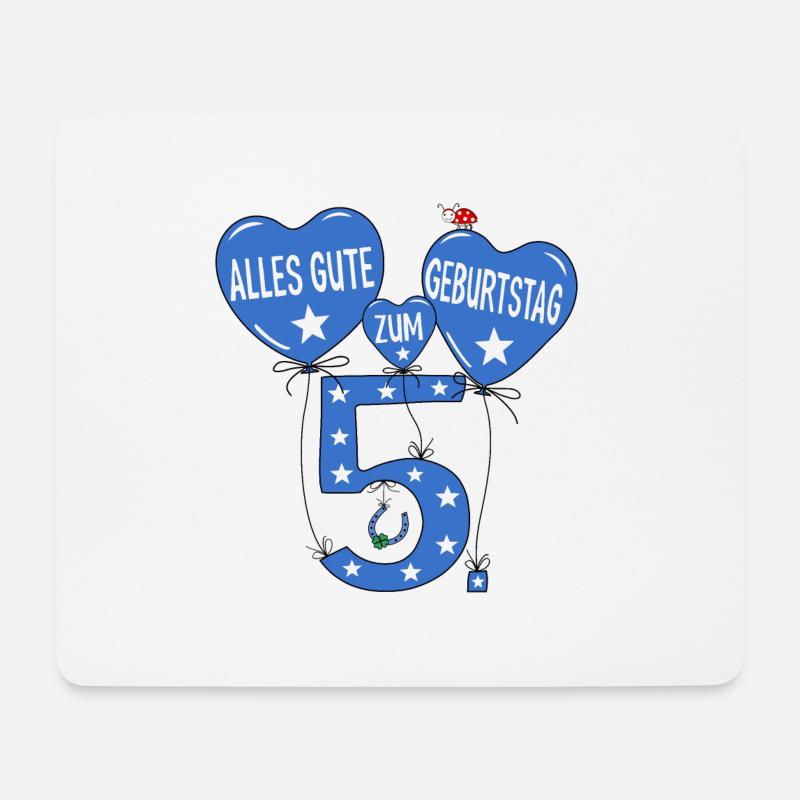 5. Geburtstag Alles Gute zum Geburtstag in Blau - Mousepad (Querformat) - Weiß