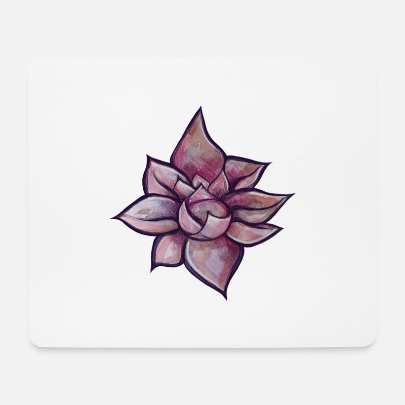 Lotusblume - Mousepad (Querformat) - Weiß