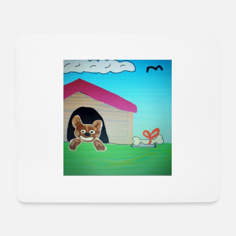 Hund in der Hundehütte - Mousepad (Querformat) - Weiß