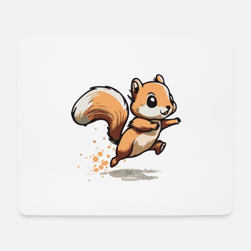 Eichhoernchen Squrirrel Comic Cute Kawaii 12 - Mousepad (Querformat) - Weiß