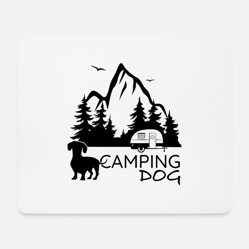 DOG Camping - Mousepad (Querformat) - Weiß