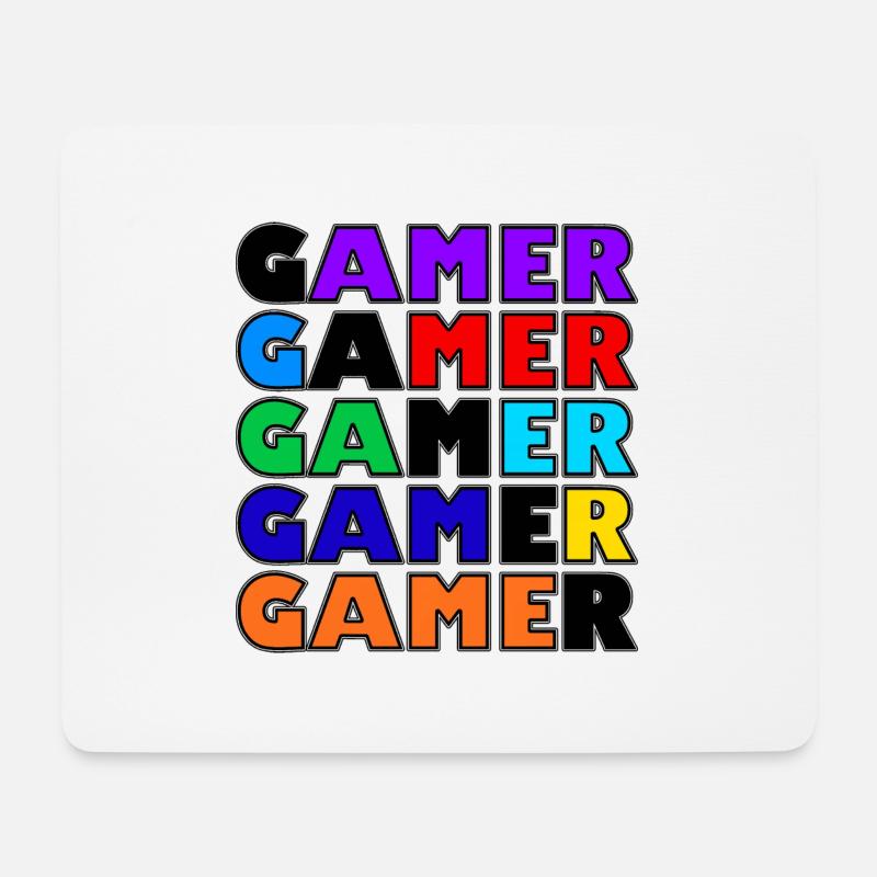 Retro multicolored black gamer - Mouse Pad (horizontal) - white