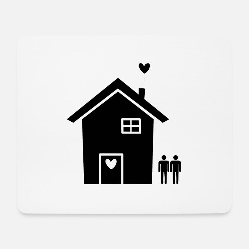 Umzug Hausbau schwul pride - Mousepad (Querformat) - Weiß