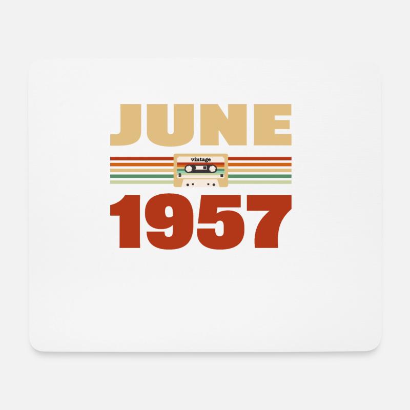 66. Geburtstag Juni Jahrgang 1957 Geschenkidee - Mousepad (Querformat) - Weiß