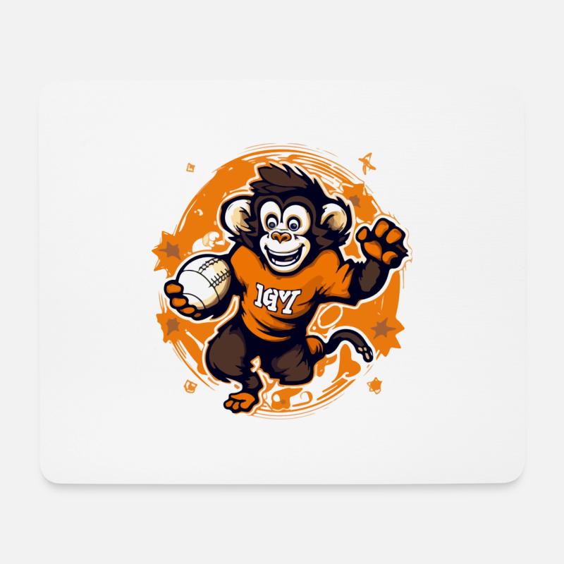 Mako the rugby monkey - Mouse Pad (horizontal) - white