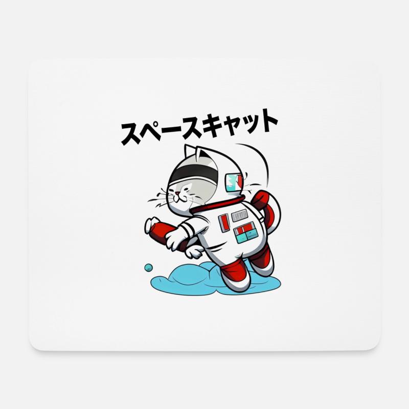 SPACE CAT JAPANESE - Mouse Pad (horizontal) - white