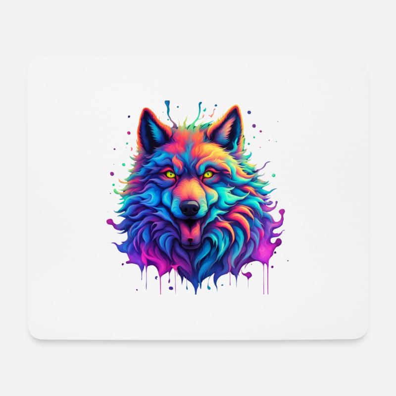 Pop Art Wolf - Mouse Pad (horizontal) - white