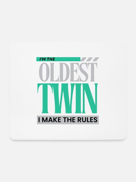 Ich bin der älteste Zwilling Ich mache die Regeln lustig Geschwister - Mousepad (Querformat) - Weiß