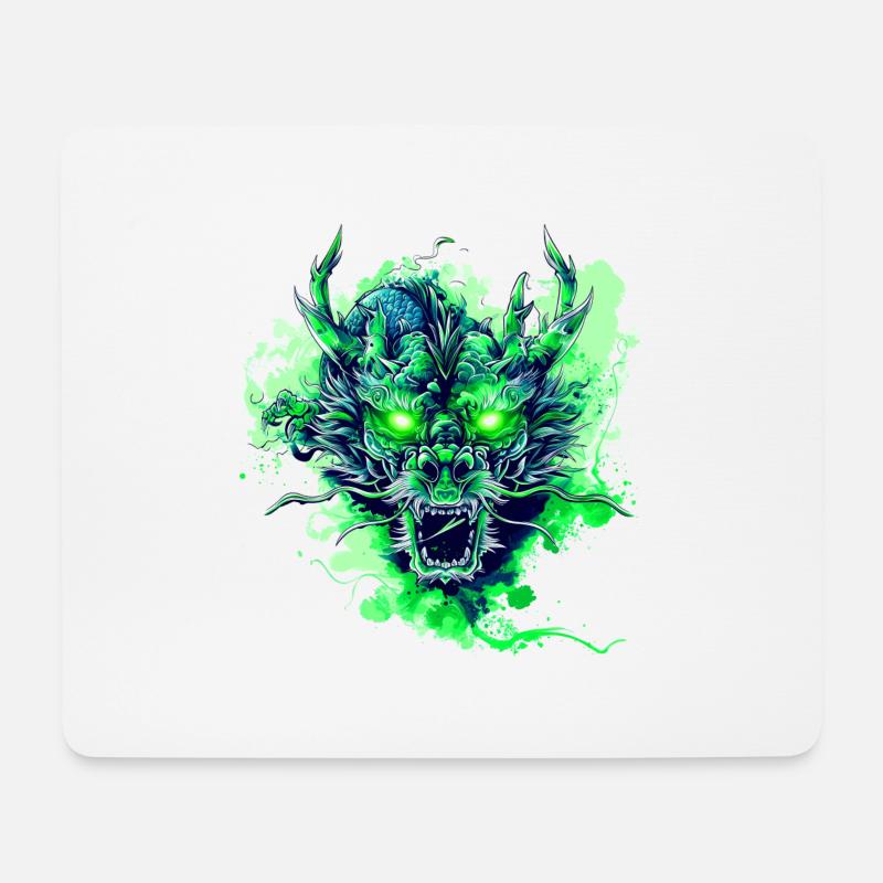 Grüner Drache - Mousepad (Querformat) - Weiß