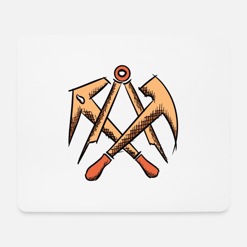 Dachdecker Zunftzeichen, handgezeichnet. Zeichnung - Mousepad (Querformat) - Weiß