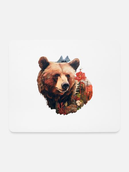 Bär in der Wildnis - Mousepad (Querformat) - Weiß