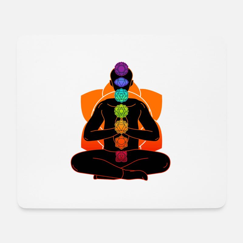 Meditations-Chakren - Mousepad (Querformat) - Weiß