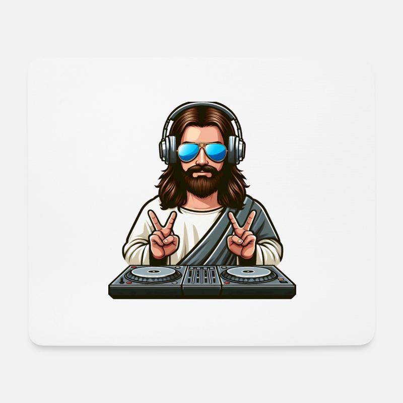 DJ Jesus - Mousepad (Querformat) - Weiß