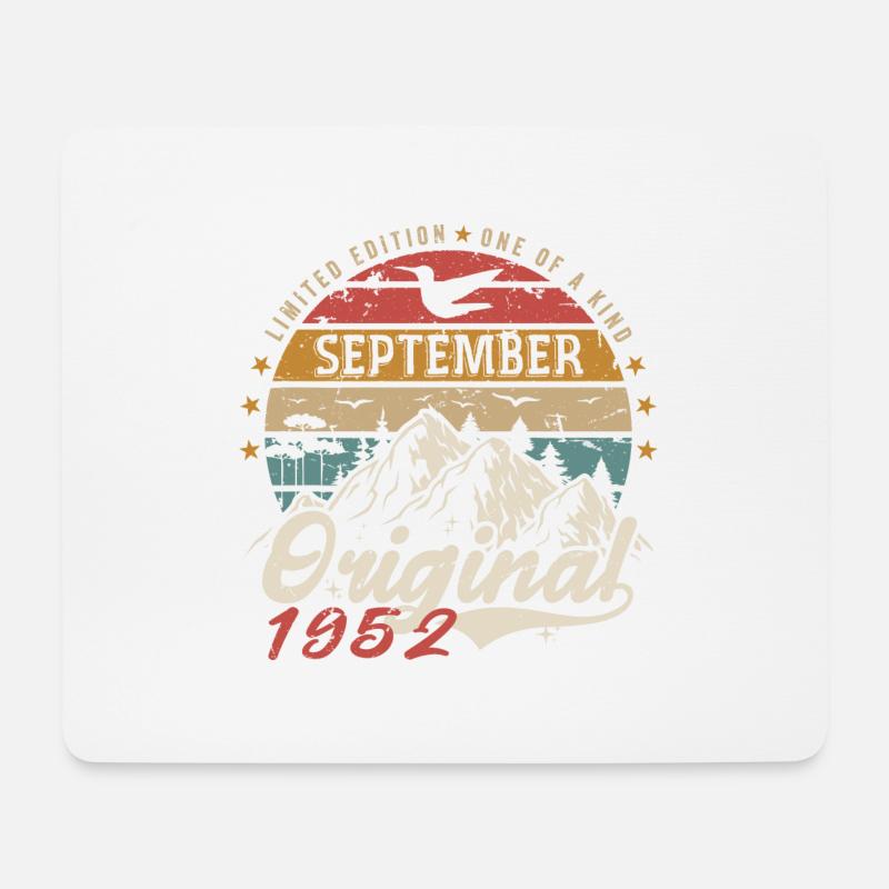 Retro 1952 September Vintage September 1952 Geschenk - Mousepad (Querformat) - Weiß