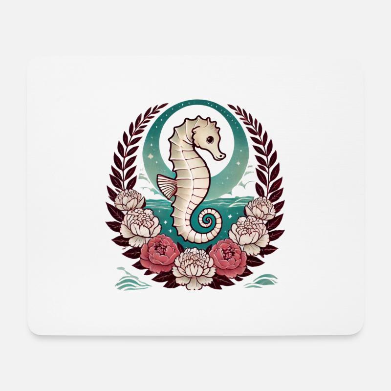 Retro Seepferdchen - Mousepad (Querformat) - Weiß