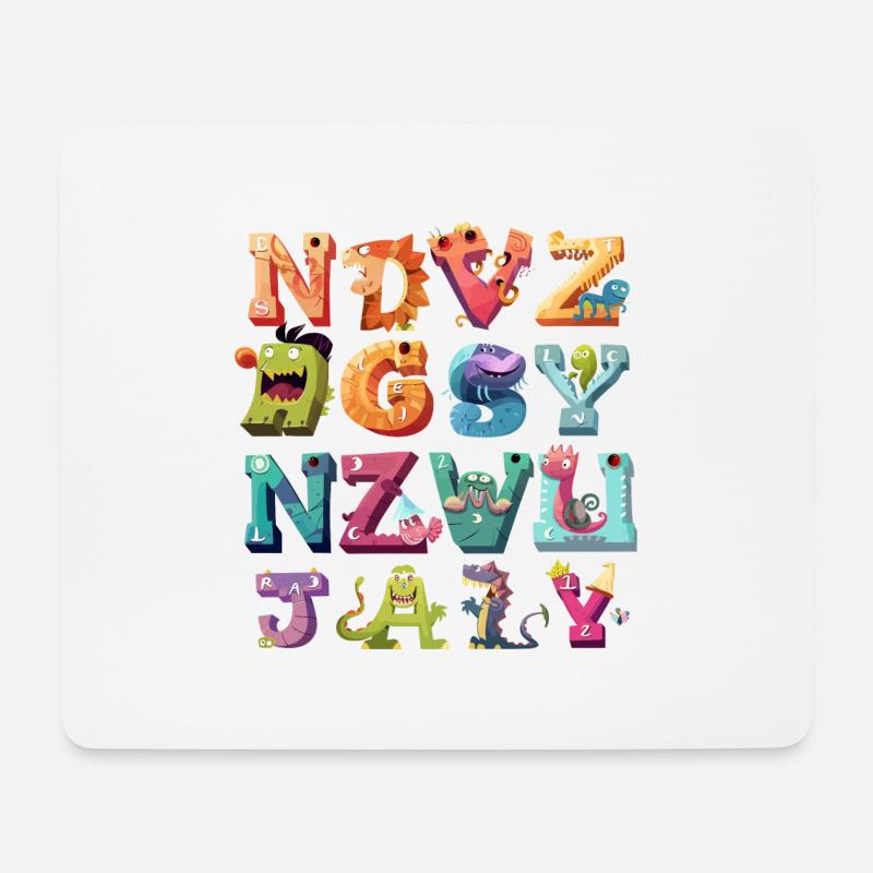 Alphabet ABC Tier lernen Kindergärtnerin - Mousepad (Querformat) - Weiß