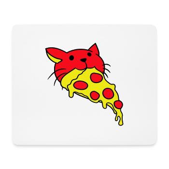 Katze Isst Salami Pizza Hunger Fast Food Essen - Mousepad (Querformat) - Weiß - Vorne