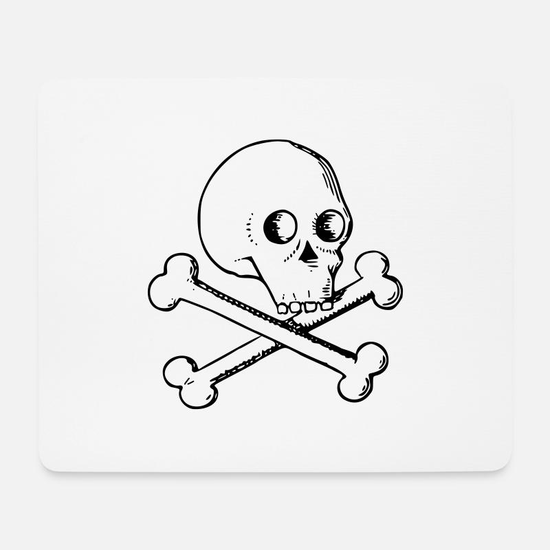 Schädel und Knochen - Mousepad (Querformat) - Weiß