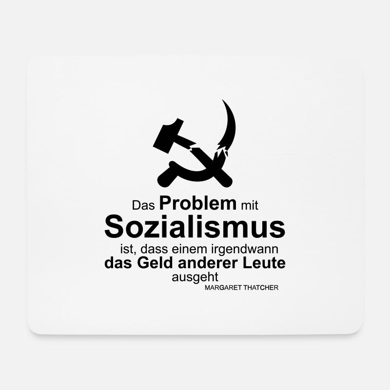 Zitat Sozialismus Thatcher - Mousepad (Querformat) - Weiß
