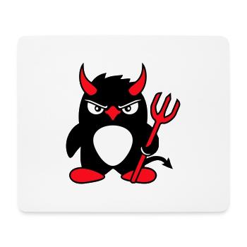 Pingouin Cornes de diable Trident Enfer Mal Satan - Tapis de souris (format paysage) - blanc - Devant