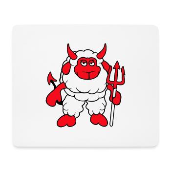 Mouton Diable Satan Enfer Mal Trident Cornes Cool - Tapis de souris (format paysage) - blanc - Devant