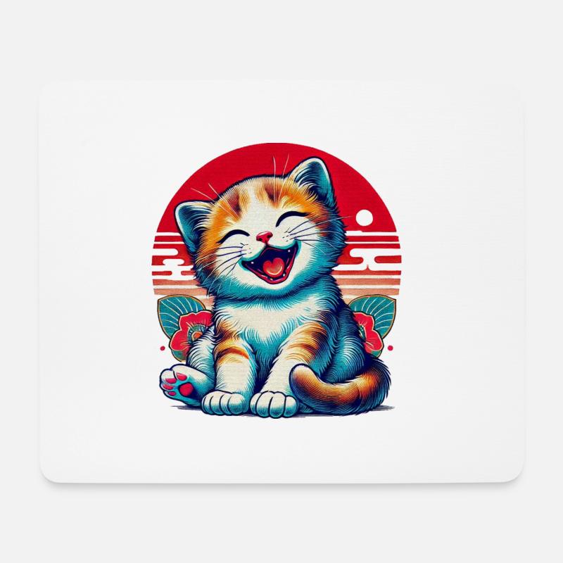 Entzückendes glückliches Kätzchen - Mousepad (Querformat) - Weiß