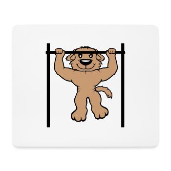 Hund Klimmzüge Stange Muskeln Gym Klimmzugstange - Mousepad (Querformat) - Weiß - Vorne