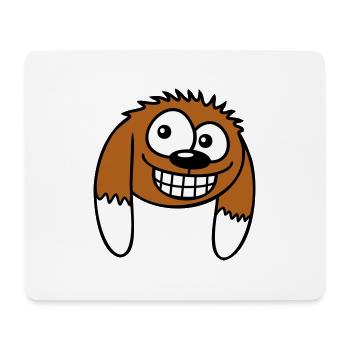 Dog looks funny grin happy smile fun - Mouse Pad (horizontal) - white - Front