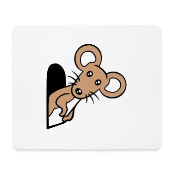 Maus Wand Loch Mauseloch Guckt Süß Lustig Comic - Mousepad (Querformat) - Weiß - Vorne