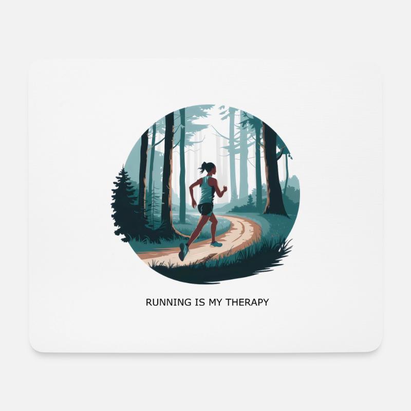 Running is My Therapy – Laufen in der Natur - Mousepad (Querformat) - Weiß