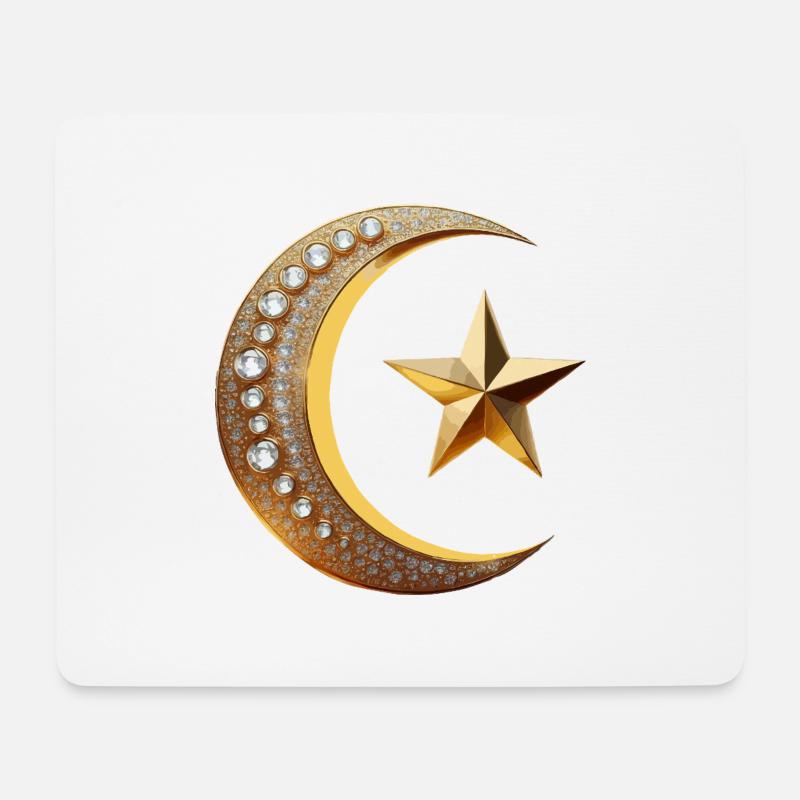 Islam Symbol Gold mit Diamant - Mousepad (Querformat) - Weiß