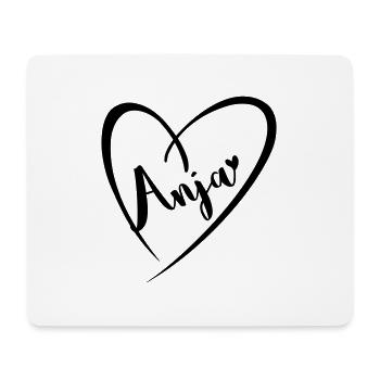 Anja surname first name in heart frame - Mouse Pad (horizontal) - white - Front