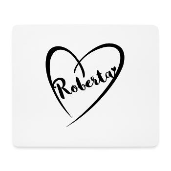 Roberta nom prénom dans le cadre du coeur - Tapis de souris (format paysage) - blanc - Devant