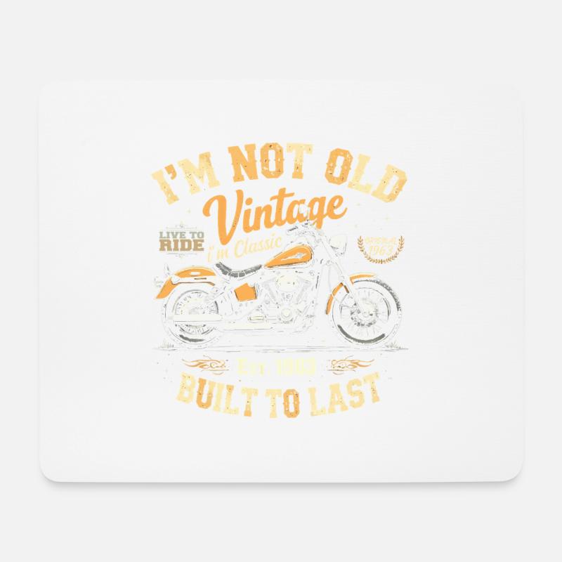 Jahrgang 1963 geboren Motorrad Geburtstag Geschenk - Mousepad (Querformat) - Weiß